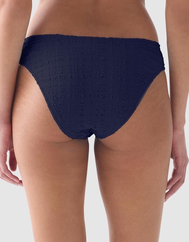 Kate Spade - Seersucker Mid-Rise High Cut Bikini Bottom