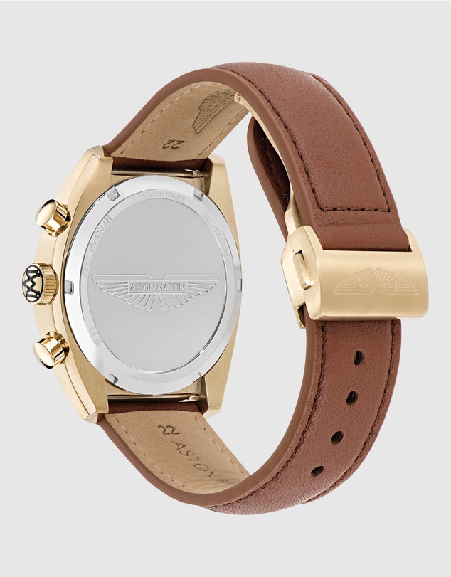 Aston Martin - TS2 Chronograph Gold-Tone Tan Leather Watch