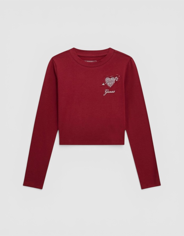 GUESS - Cropped Long Sleeve Logo Top