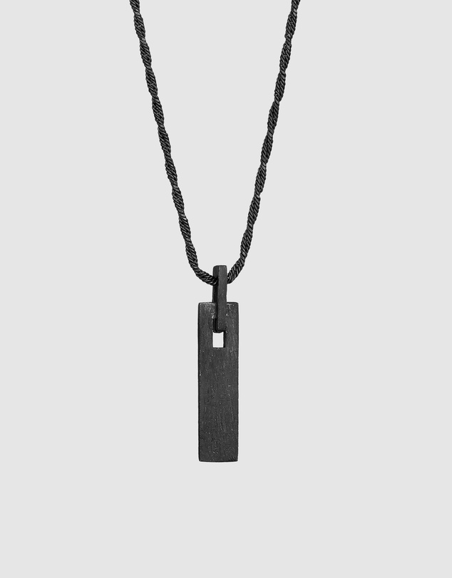 Kuzzoi - ICONIC EXCLUSIVE - Long Tag Pendant Necklace in Oxidised 925 Sterling Silver