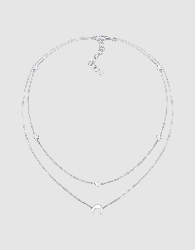 Elli Jewelry - Necklace Choker Layer Crescent Astro 925 Sterling Silver