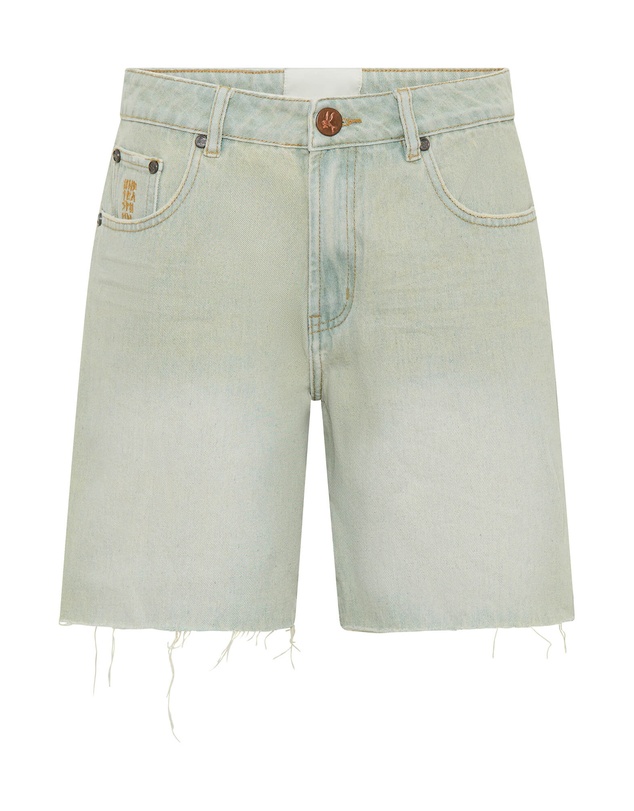 ONE TEASPOON - Jacksons Mid Waist Wide Leg Denim Shorts - Sundae
