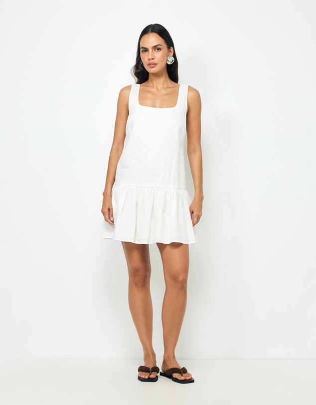 AERE - Madilyn Drop Waist Linen Mini Dress