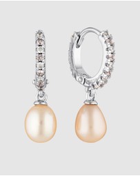 Georgini - Bondi Pink Freshwater Pearl And Morganite Cubic Zirconia Earrings Silver