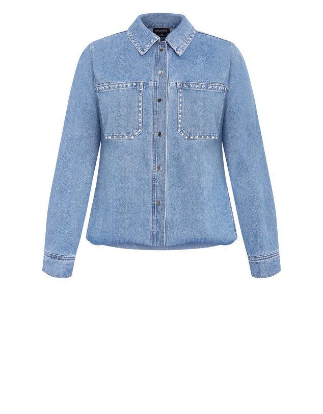 City Chic - Denim Stud Shacket