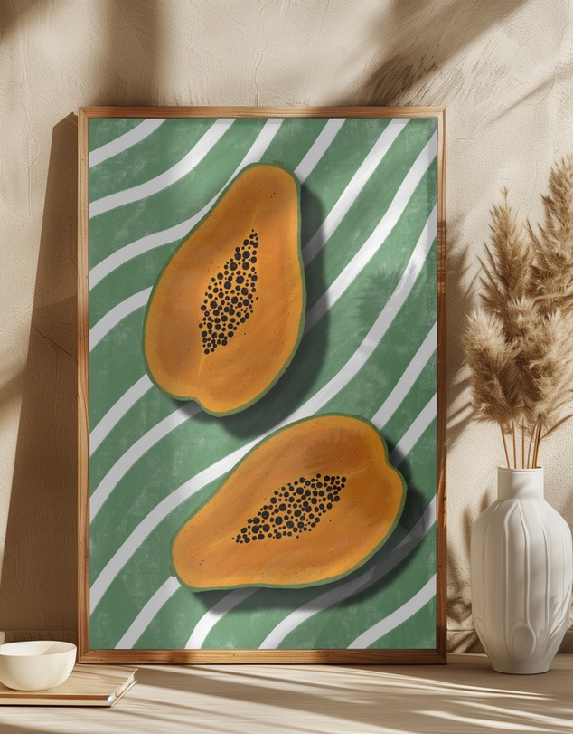 Olive et Oriel - Papayas by Emeliemaria Art Print