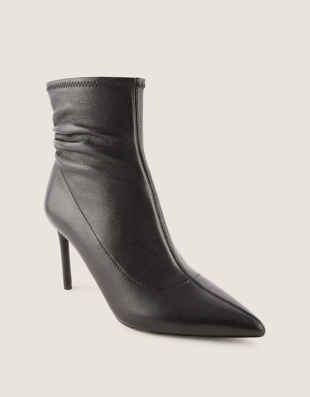 Shelly Shen - Delta Heel Ankle Boots Black Leather