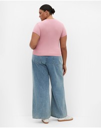 City Chic - Plus size Karla Short Sleeve Tee - dusty rose