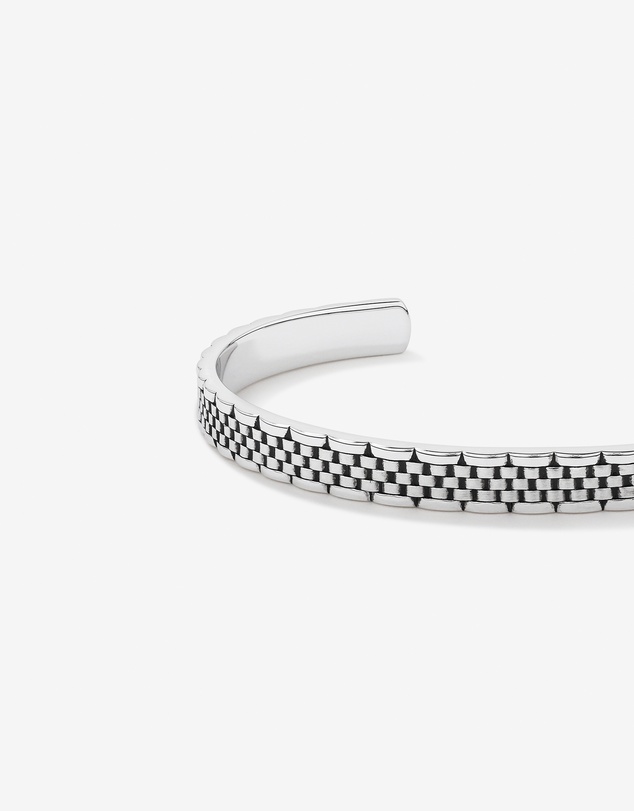 Michael Hill - Men's Link Pattern Textured Cuff Bangle in Sterling Silver