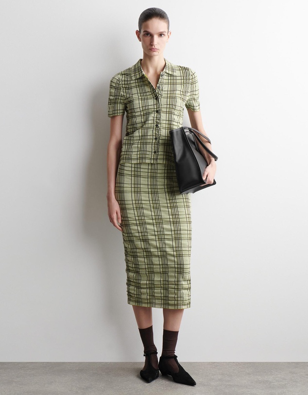 COS - Checked Cotton-Jacquard Midi Skirt