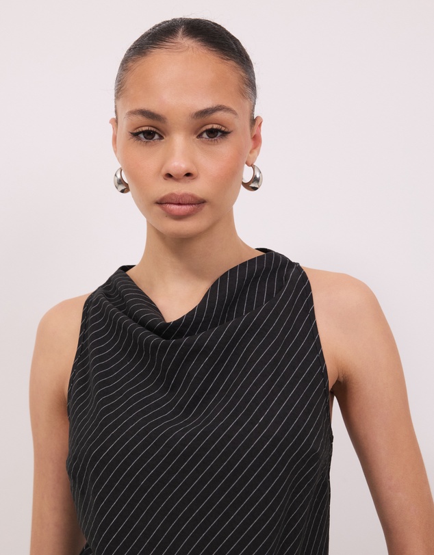 Calli - Andy Pinstripe High Neck Racer Back Sleeveless Top