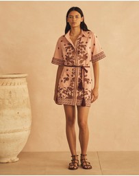 AUR OCEA - Embroidered Mini Shirt Dress