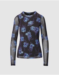 rag & bone - Yana Printed Mesh Long Sleeve Tee