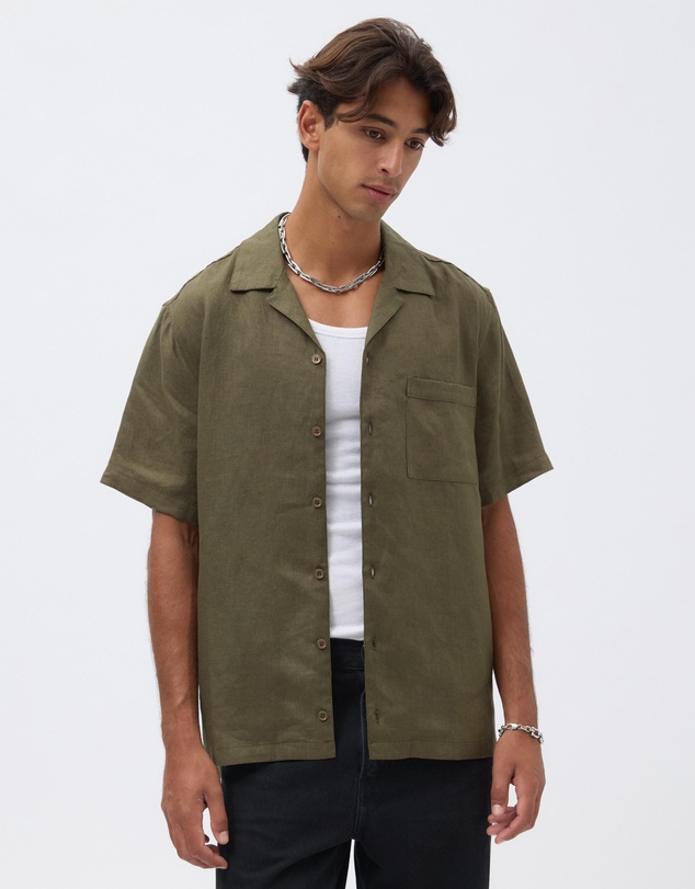 AERE - Kian Linen Camp Collar Shirt