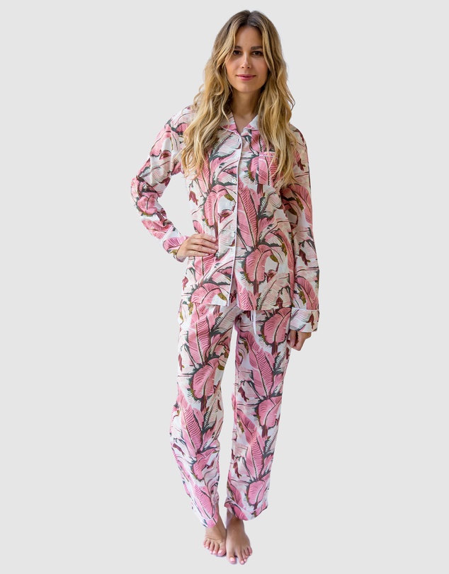Sant And Abel - Women's Martinique® Pink Banana Leaf Long PJ Set