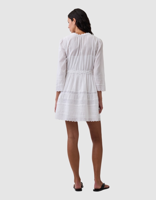 GAP - LS V-Neck Lace Mini Cinched Dress