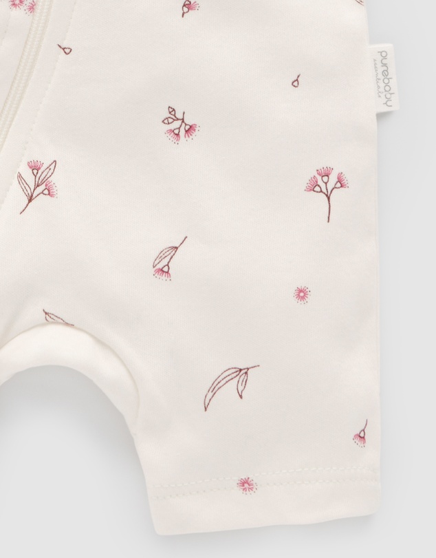 Purebaby - S/S Short Leg Zip Growsuit-Babies