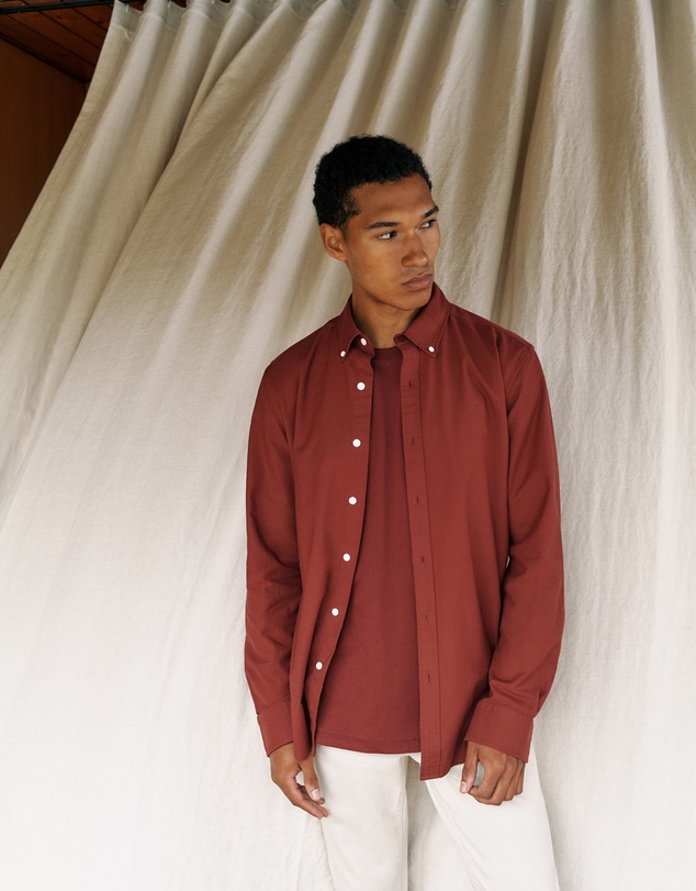 Trenery - Cotton Jersey Crew T-shirt in Auburn