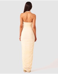 SNDYS - Gianna Ruched Halterneck Maxi Dress