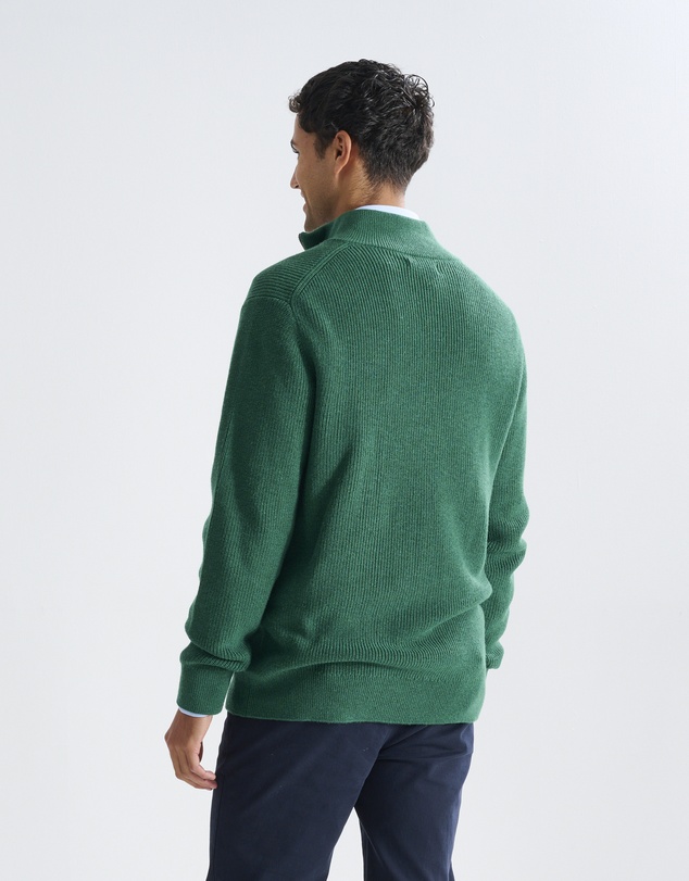 3 Wise Men - 3 Wise Men Frost Zip Neck Wool Blend Knit - Green