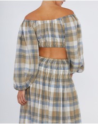 Amelius - Allegra Linen Plaid Crop Top