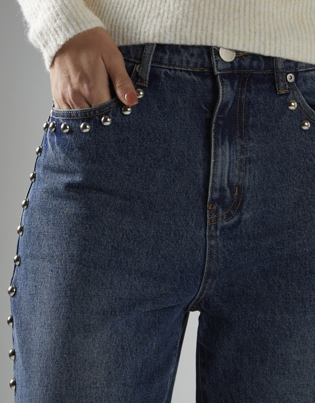 Glamorous - Wide-Leg Studded-Jeans