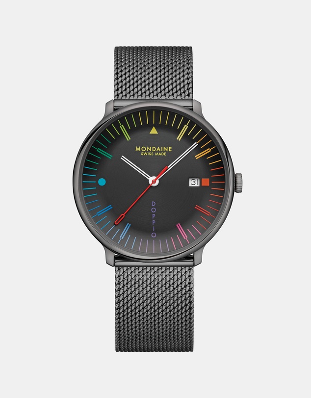 Mondaine - Mondaine Doppio Bauhaus Black Stainless Steel 41mm Watch