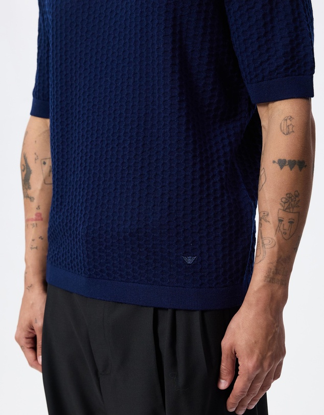Emporio Armani - Textured Knit Tonal Logo Pullover