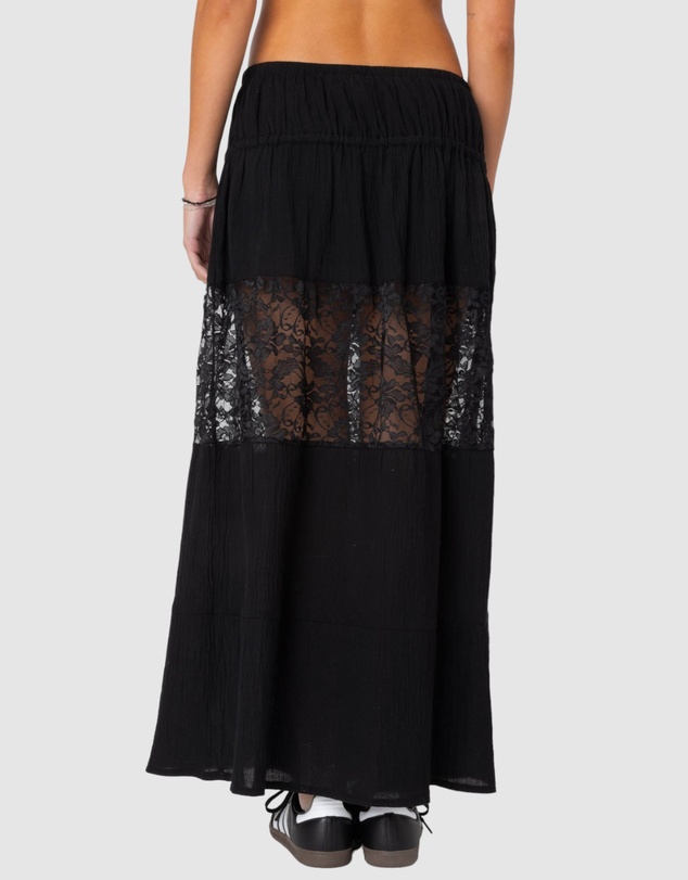 EDIKTED - Double Tie Lace Panel Maxi Skirt