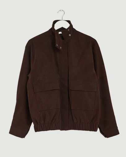 Revibe - Repaired AERE Ines Suede Look Funnel Neck Jacket - AU 12