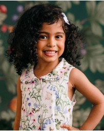 Fleur Harris - 'Silky's Floral' Winsome Dress in Snow 