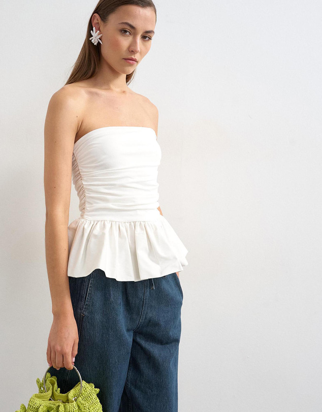 TOPSHOP - Camilla Peplum Bandeau Top Jrs