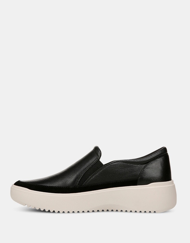 Vionic - Kearny Platform Slip-On Casual Sneaker - Black Leather