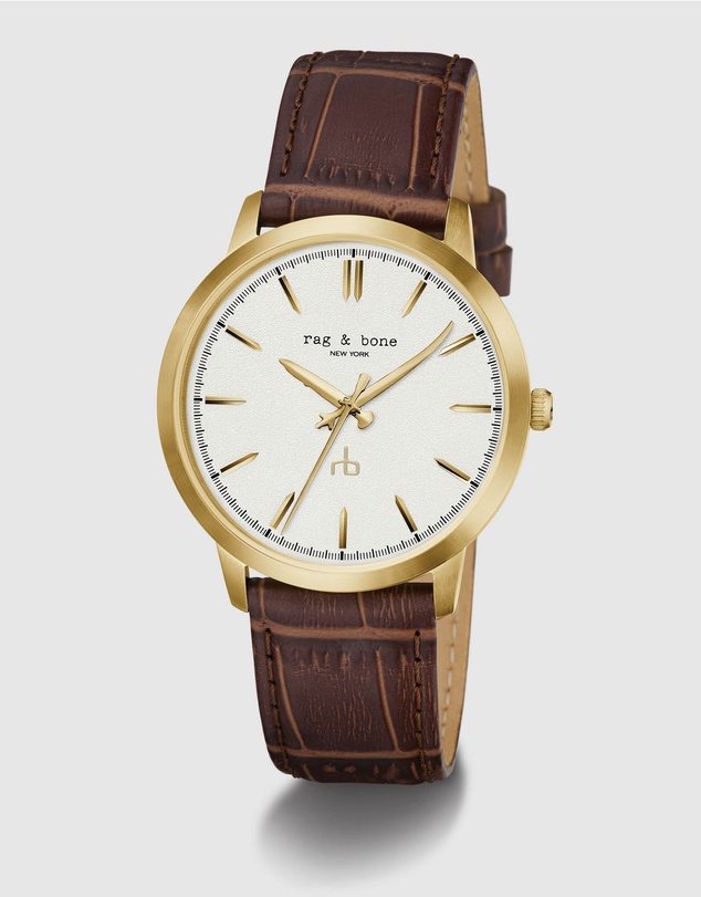 rag & bone - Manston Mens Brown Leather Strap Watch