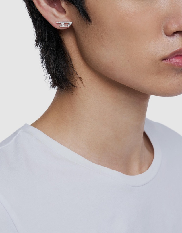 Diesel - D Logo Silver-Tone Earring