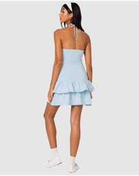 EDIKTED - Dorit Ruffled Halter Mini Dress
