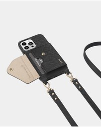 LOUVE COLLECTION - Leather Phone Case Wallet & Strap + Pearl Crossbody Chain