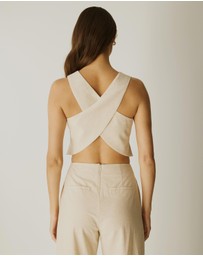 Atmos&Here - Yasmin Linen Blend Cross Back Vest