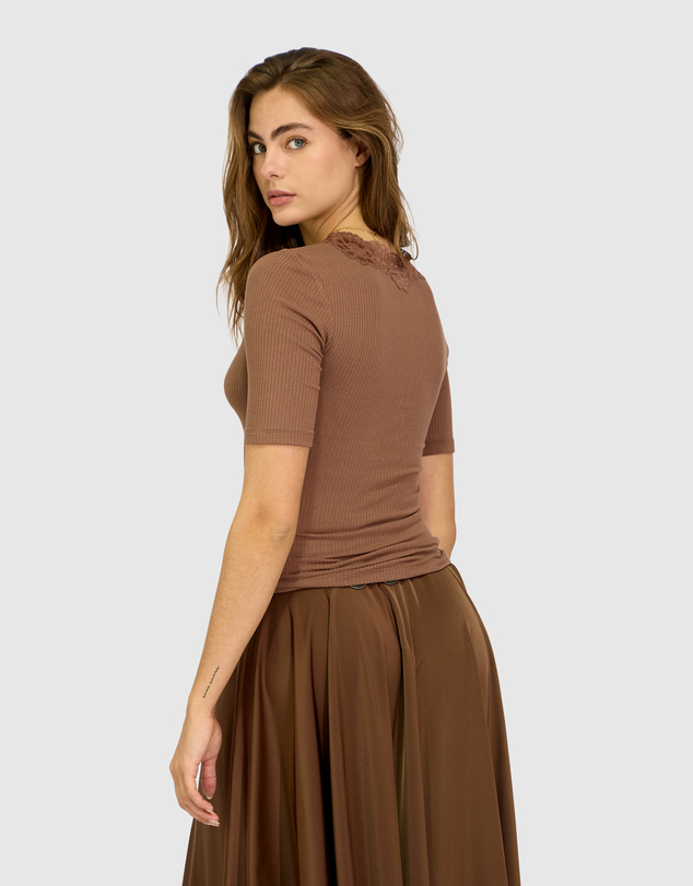 Belle & Bloom - Soft Touch Ribbed Lace Tee