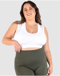 B Free Intimate Apparel - Double Racer Seamless Padded Sports Bra (B-C-D-DD-E-F-G-H) Cup