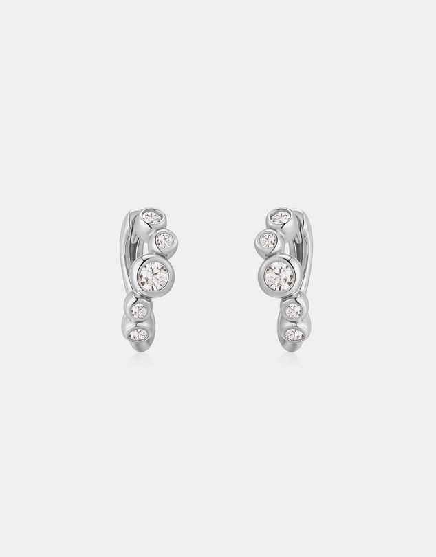 Ania Haie - Silver Small Sparkling Tide Huggie Hoop Earrings