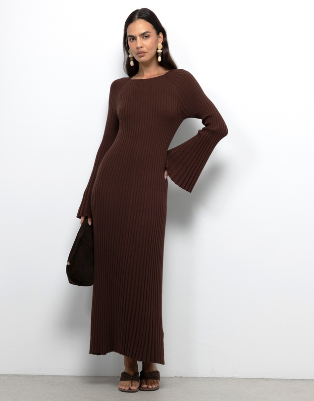 AERE - Indi Accordian Pleated Organic Knit Dress