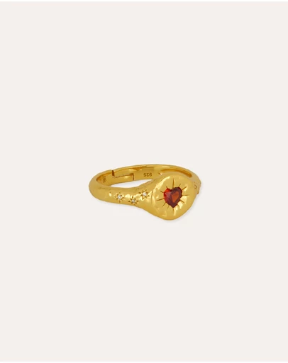 Ottoman Hands - Garnet Heart Stacking Ring
