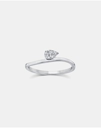 Zoe Olivia - 9K White Gold Offset Pear Lab Grown Diamond Ring