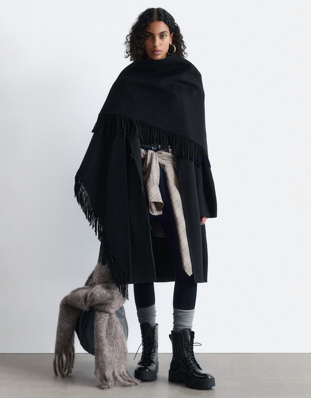 & Other Stories - Fringed Shawl Wool Coat