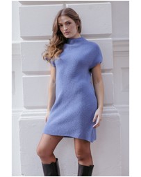 Petal & Pup - Wright Knit Mini Dress - Dusty Blue