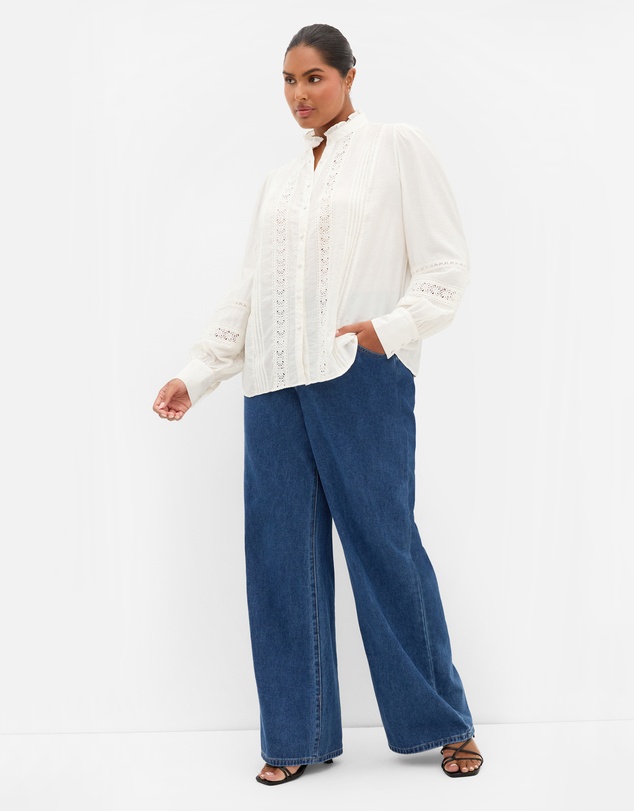 City Chic - Whimsical Embroidered Long Sleeve Shirt