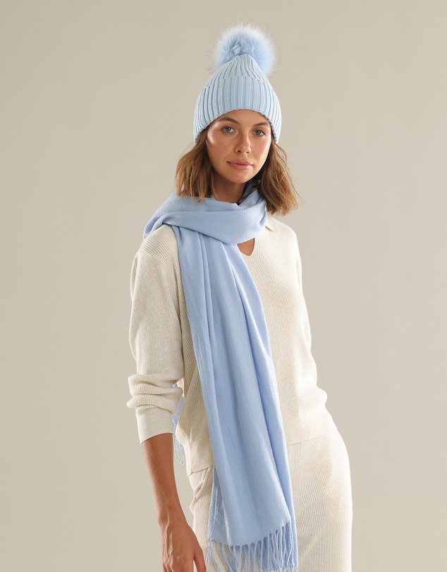 Morgan & Taylor - Valentine Wool-Blend Beanie in Pale Blue