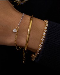 Wanderlust + Co - Heart Diamante 14K Gold Vermeil Mix Chain Bracelet