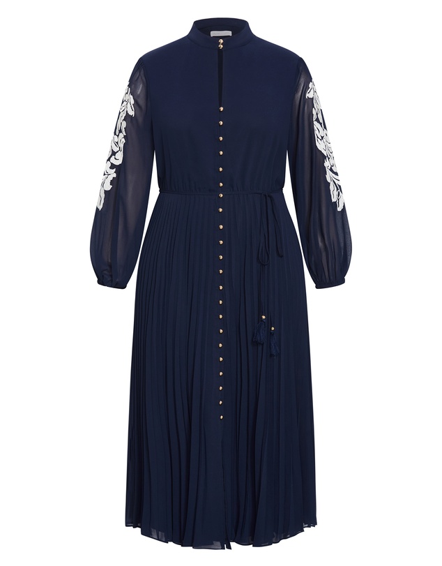 City Chic - Adorn Sleeve Pleat Midi Dress